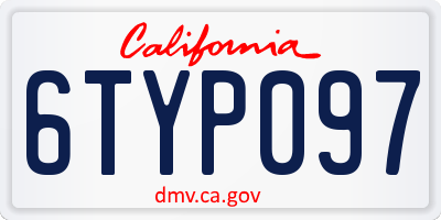 CA license plate 6TYP097
