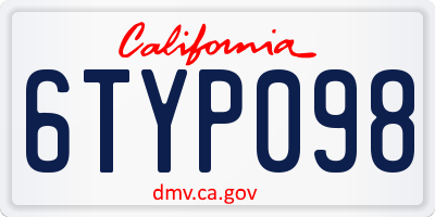 CA license plate 6TYP098