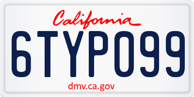CA license plate 6TYP099