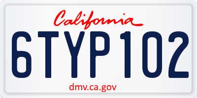 CA license plate 6TYP102