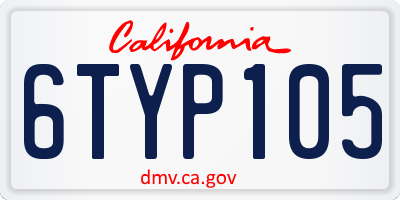CA license plate 6TYP105