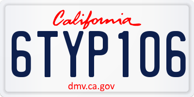 CA license plate 6TYP106