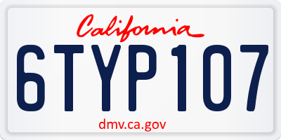 CA license plate 6TYP107