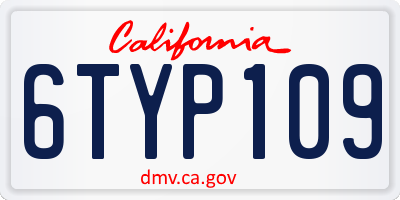 CA license plate 6TYP109