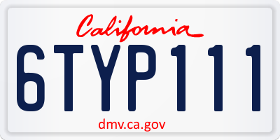 CA license plate 6TYP111