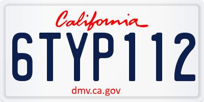 CA license plate 6TYP112