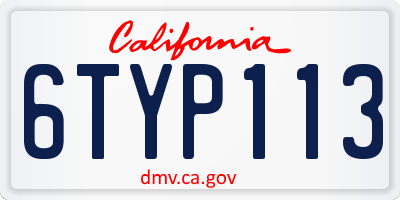CA license plate 6TYP113
