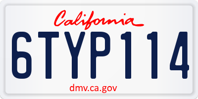 CA license plate 6TYP114