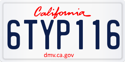CA license plate 6TYP116