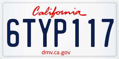 CA license plate 6TYP117