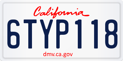 CA license plate 6TYP118