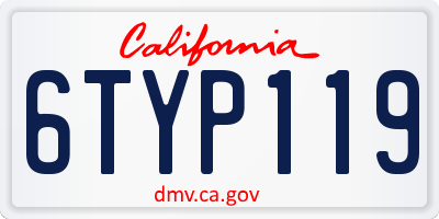 CA license plate 6TYP119
