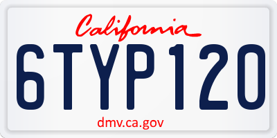 CA license plate 6TYP120