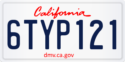 CA license plate 6TYP121