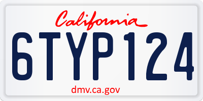 CA license plate 6TYP124