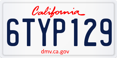 CA license plate 6TYP129