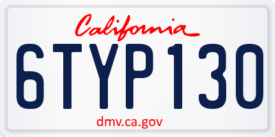 CA license plate 6TYP130