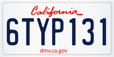 CA license plate 6TYP131