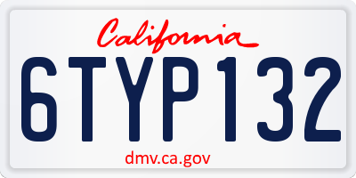 CA license plate 6TYP132