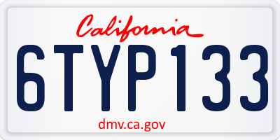 CA license plate 6TYP133
