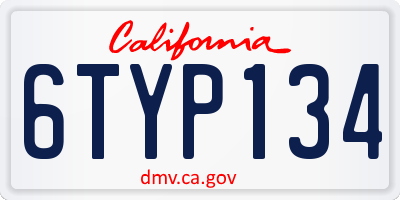 CA license plate 6TYP134