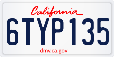 CA license plate 6TYP135