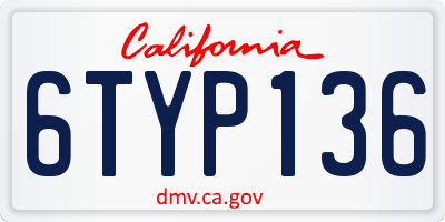 CA license plate 6TYP136