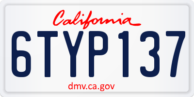 CA license plate 6TYP137