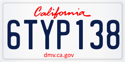 CA license plate 6TYP138