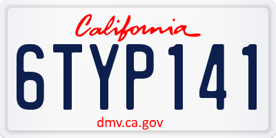 CA license plate 6TYP141