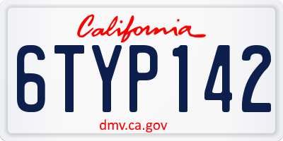 CA license plate 6TYP142