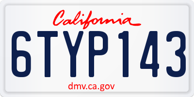 CA license plate 6TYP143