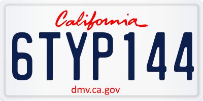 CA license plate 6TYP144