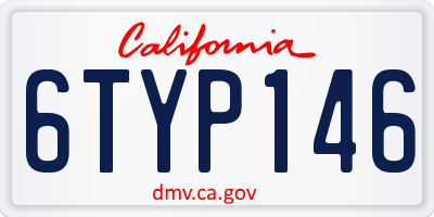 CA license plate 6TYP146