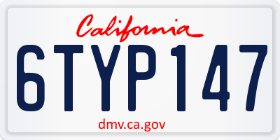 CA license plate 6TYP147