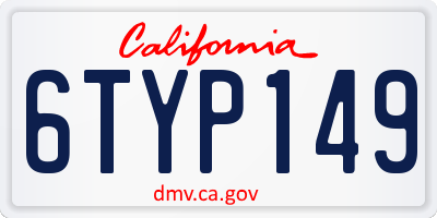 CA license plate 6TYP149