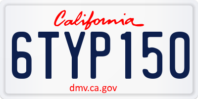 CA license plate 6TYP150