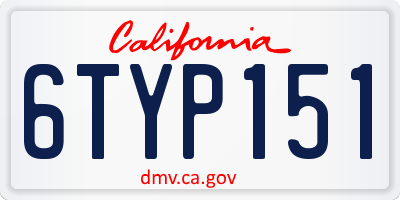 CA license plate 6TYP151