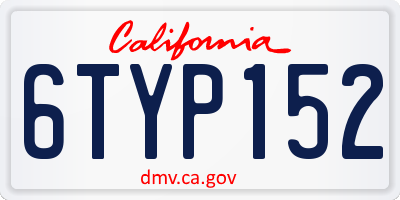 CA license plate 6TYP152