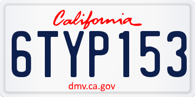 CA license plate 6TYP153