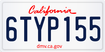 CA license plate 6TYP155