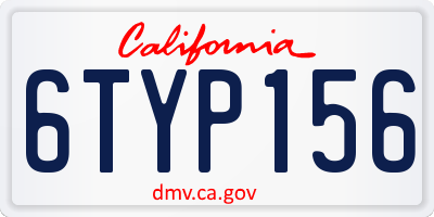CA license plate 6TYP156