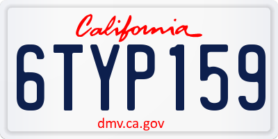 CA license plate 6TYP159