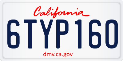 CA license plate 6TYP160