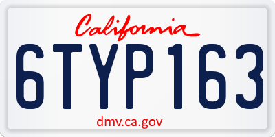 CA license plate 6TYP163