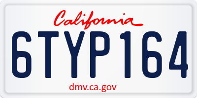 CA license plate 6TYP164