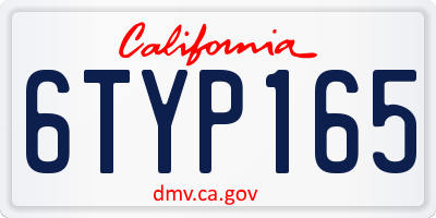 CA license plate 6TYP165