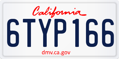 CA license plate 6TYP166
