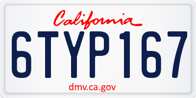CA license plate 6TYP167