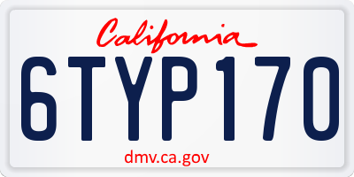 CA license plate 6TYP170
